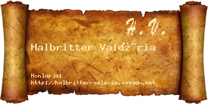 Halbritter Valéria névjegykártya